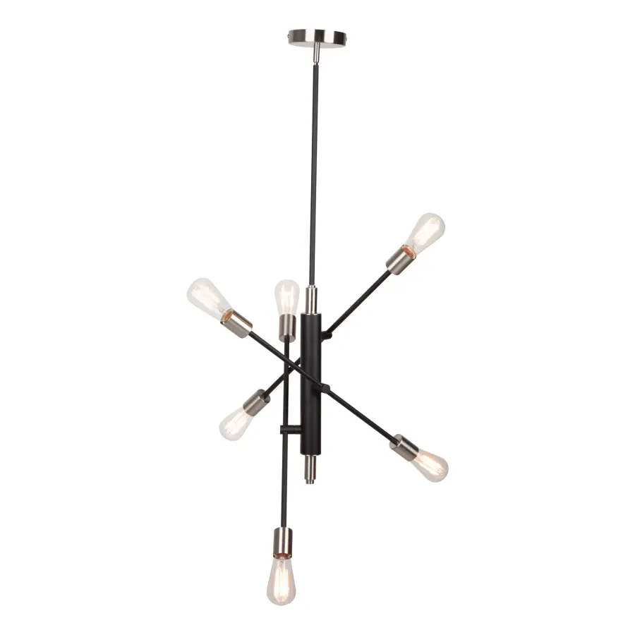 Truro Six Light Pendant in Black & Brushed Nickel - Image 5