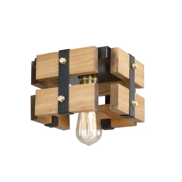 Hand Made in North America with pride, the Barnyard collection is made of authentic pine and has a hand stained honey finish. Flush mount shown. (Also available in a beach wood type finish)