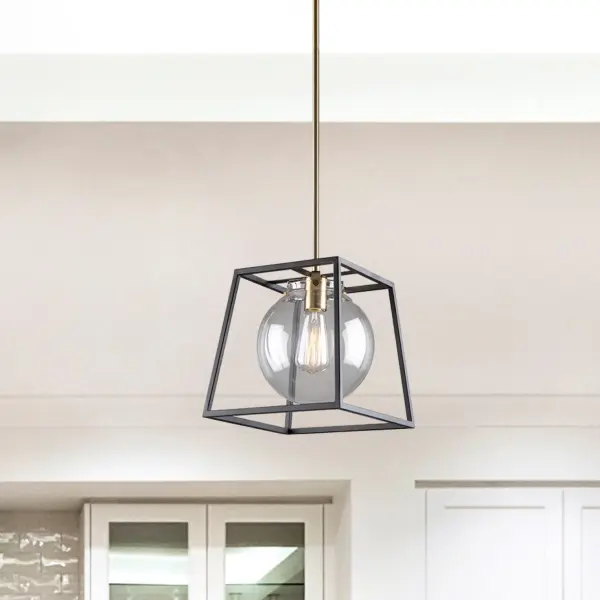 Bridgetown One Light Pendant in Black & Harvest Brass - Image 3