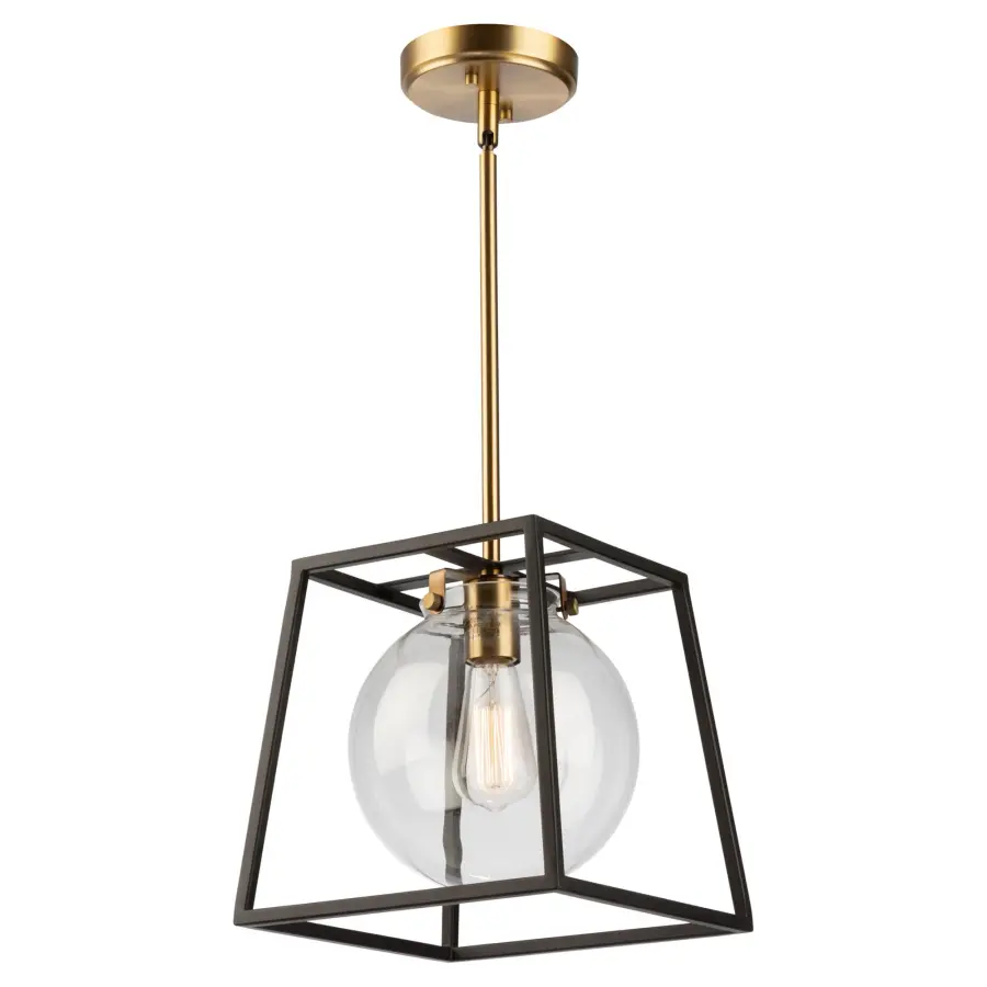 Bridgetown One Light Pendant in Black & Harvest Brass - Image 4