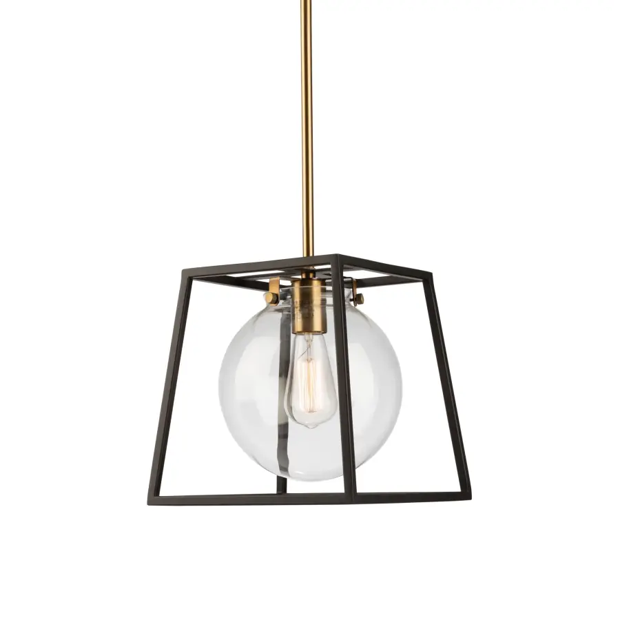 Bridgetown One Light Pendant in Black & Harvest Brass - Image 5