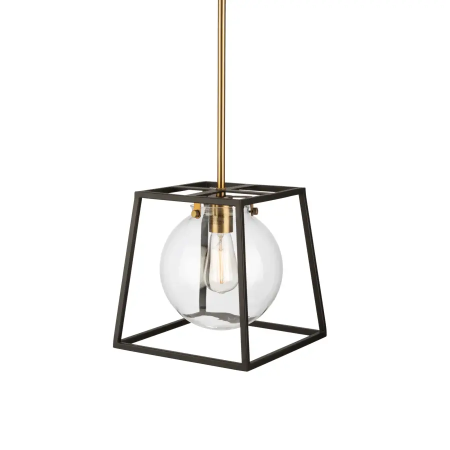Bridgetown One Light Pendant in Black & Harvest Brass - Image 6