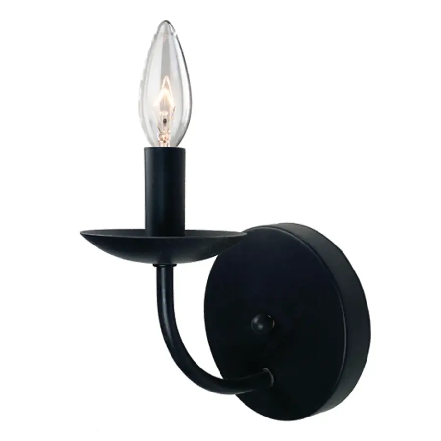 Wrought Iron One Light Wall Sconce in Black
