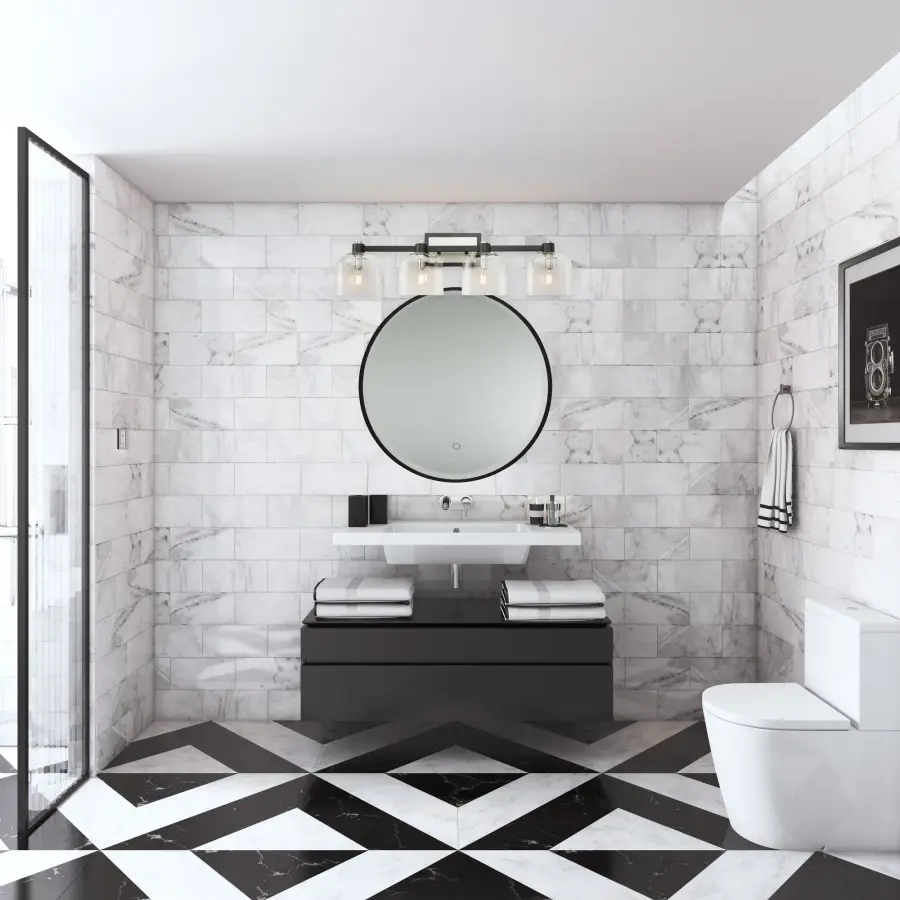 Lyndon Four Light Vanity in Black and Brushed Nickel - Image 4