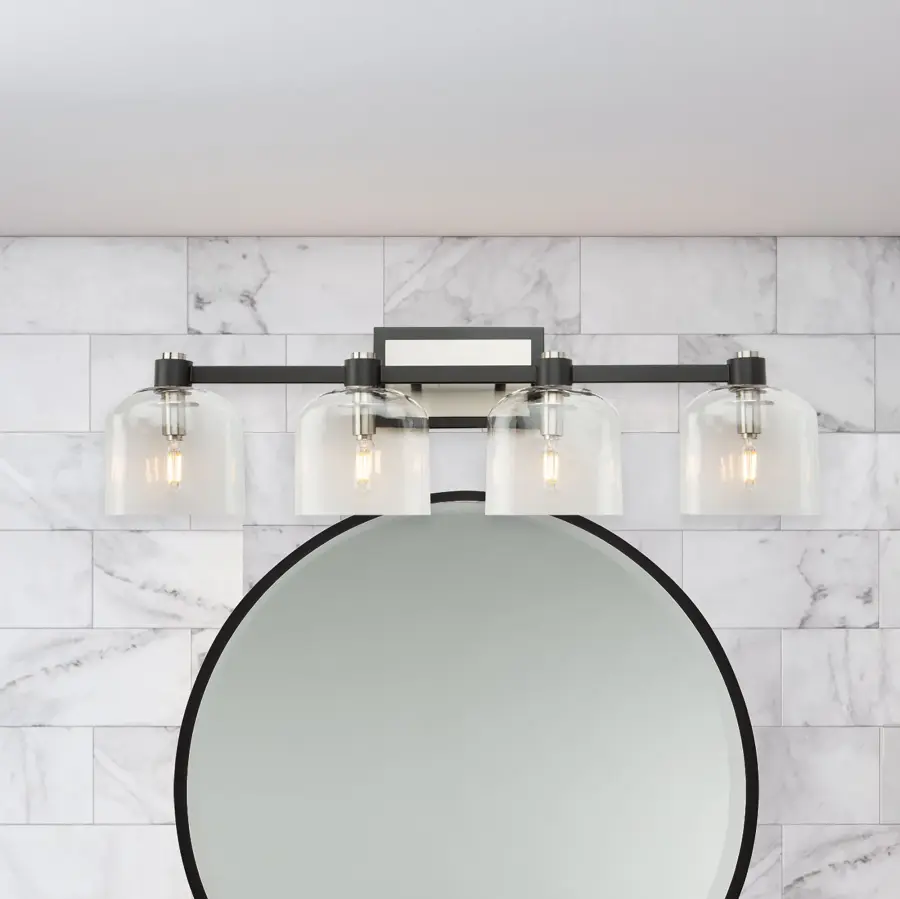 Lyndon Four Light Vanity in Black and Brushed Nickel - Image 5
