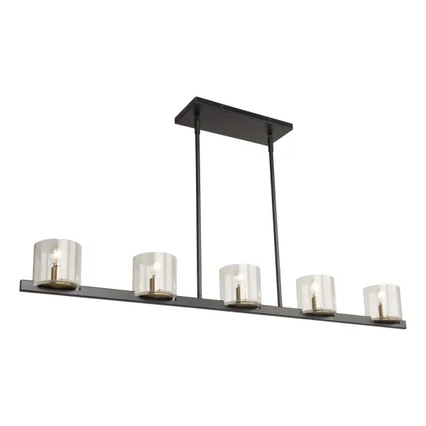 Salinas Five Light Island Pendant in Black and Brass - Image 3