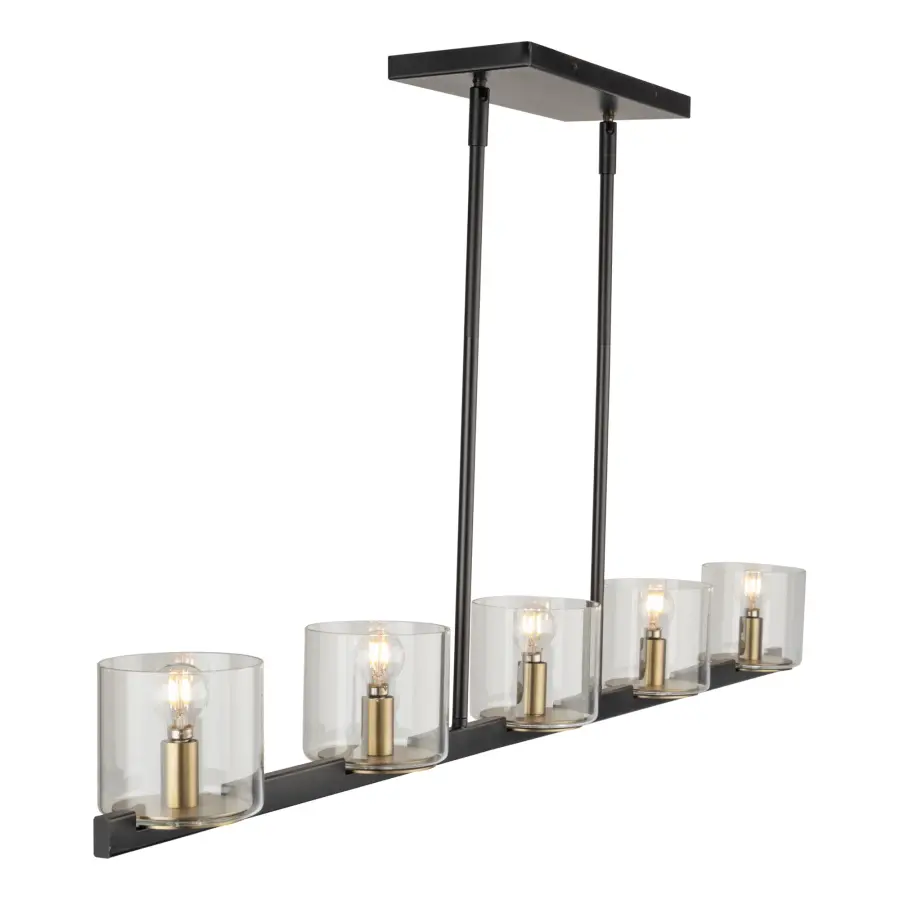 Salinas Five Light Island Pendant in Black and Brass - Image 5