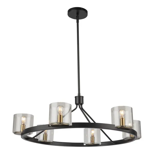 Salinas Six Light Chandelier in Black and Brass - Image 1