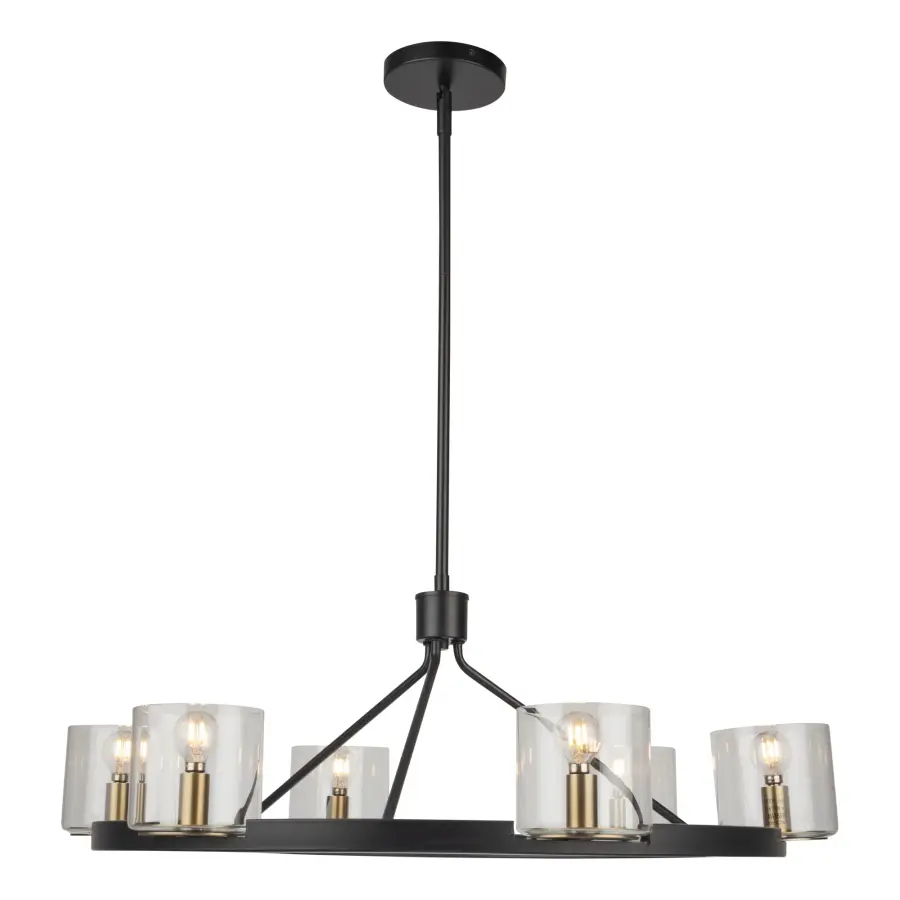 Salinas Six Light Chandelier in Black and Brass - Image 2