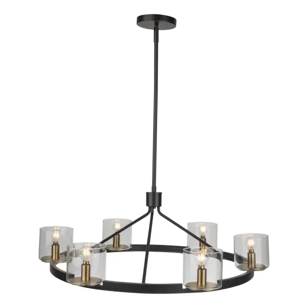 Salinas Six Light Chandelier in Black and Brass - Image 3