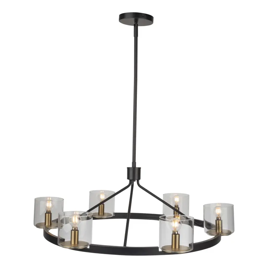 Salinas Six Light Chandelier in Black and Brass - Image 3