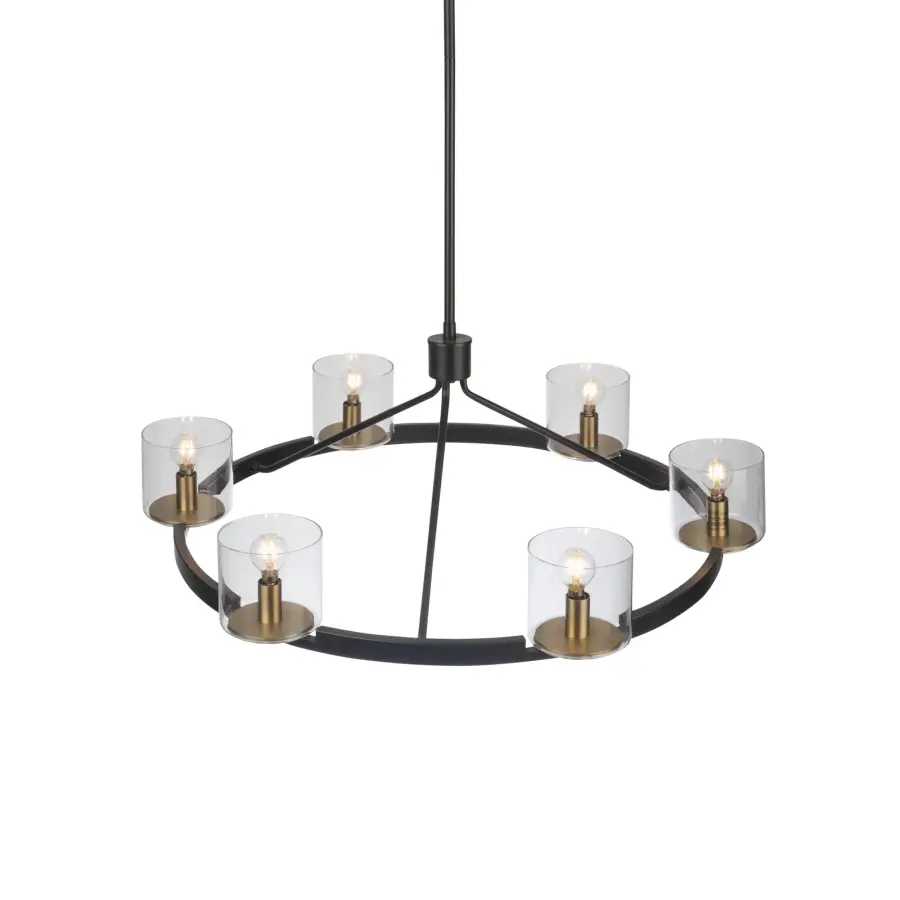 Salinas Six Light Chandelier in Black and Brass - Image 4