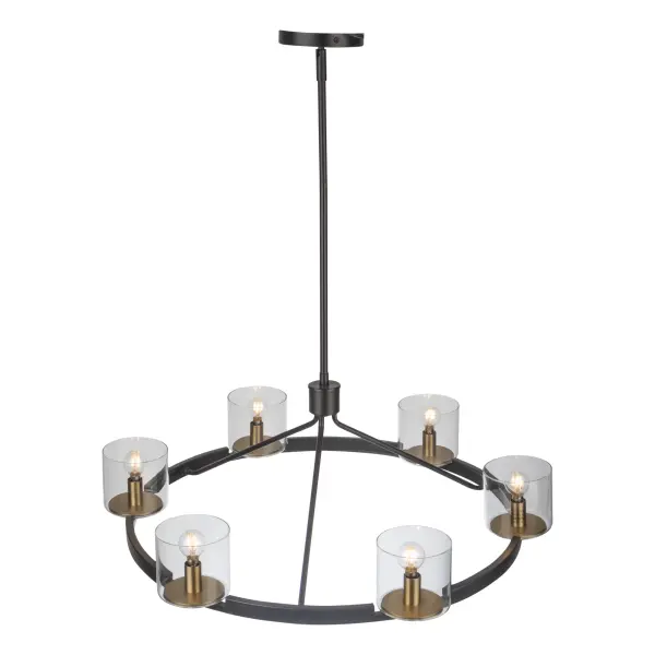 Salinas Six Light Chandelier in Black and Brass - Image 5