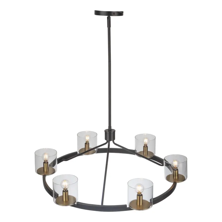 Salinas Six Light Chandelier in Black and Brass - Image 5