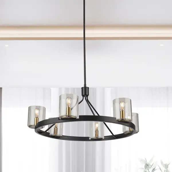 Salinas Six Light Chandelier in Black and Brass - Image 7