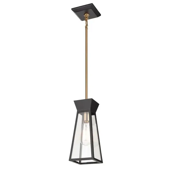 Lucian One Light Pendant in Black and Brushed Brass - Image 1