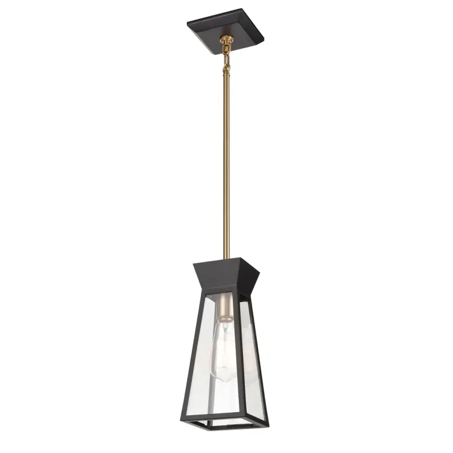 Lucian One Light Pendant in Black and Brushed Brass - Image 1