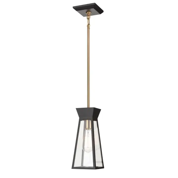 Lucian One Light Pendant in Black and Brushed Brass - Image 2