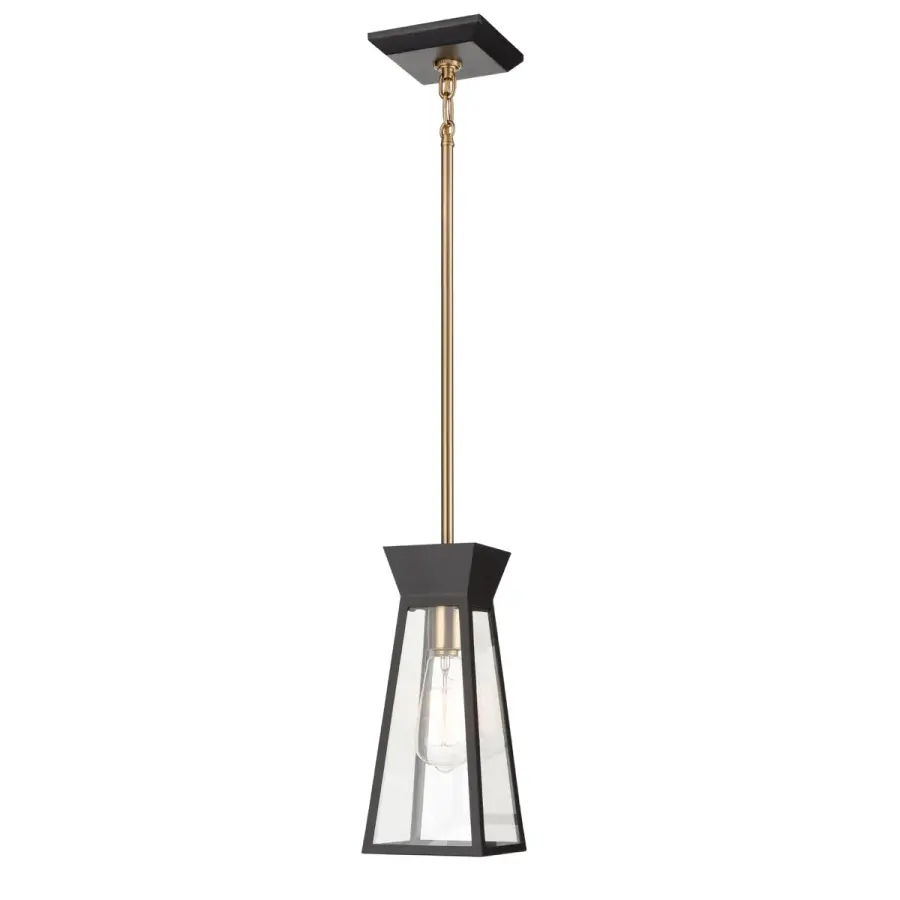 Lucian One Light Pendant in Black and Brushed Brass - Image 2