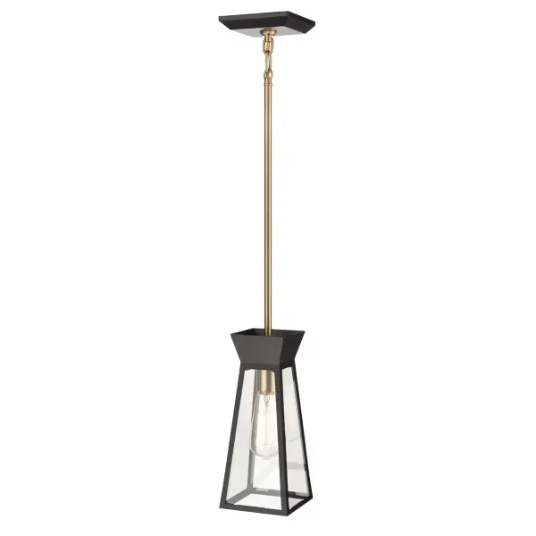 Lucian One Light Pendant in Black and Brushed Brass - Image 3