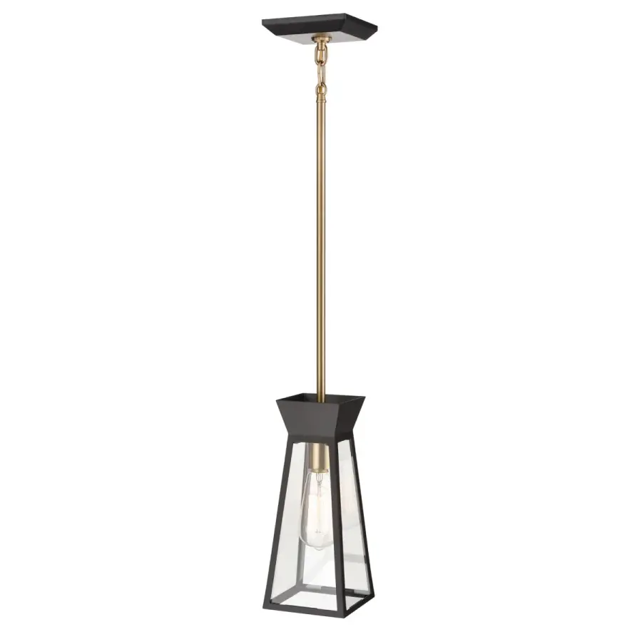 Lucian One Light Pendant in Black and Brushed Brass - Image 3