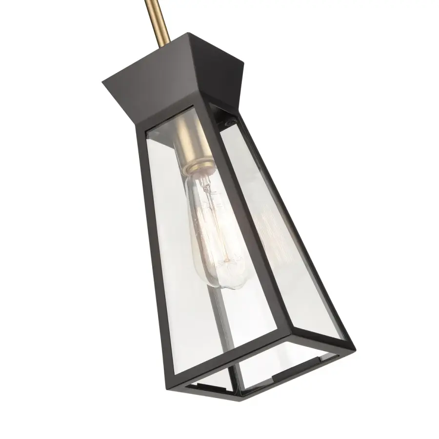 Lucian One Light Pendant in Black and Brushed Brass - Image 4