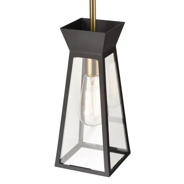 Lucian One Light Pendant in Black and Brushed Brass - Image 5