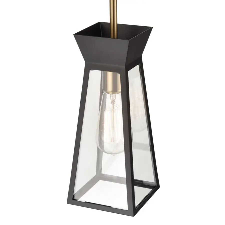 Lucian One Light Pendant in Black and Brushed Brass - Image 5