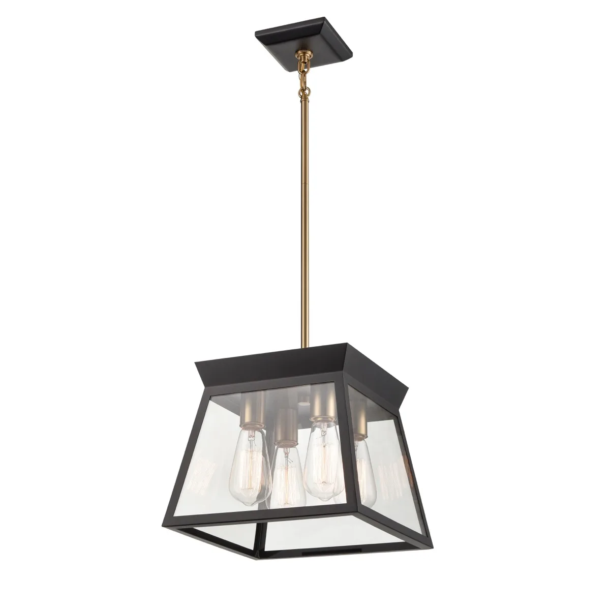 Lucian Four Light Chandelier in Black and Brushed Brass