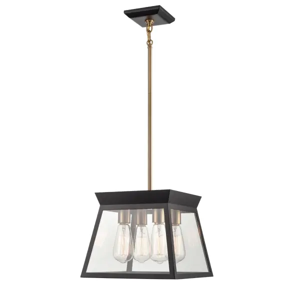 Lucian Four Light Chandelier in Black and Brushed Brass - Image 2