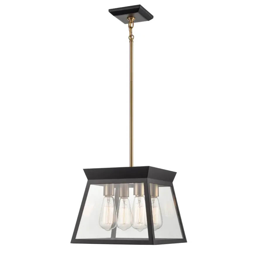Lucian Four Light Chandelier in Black and Brushed Brass - Image 2