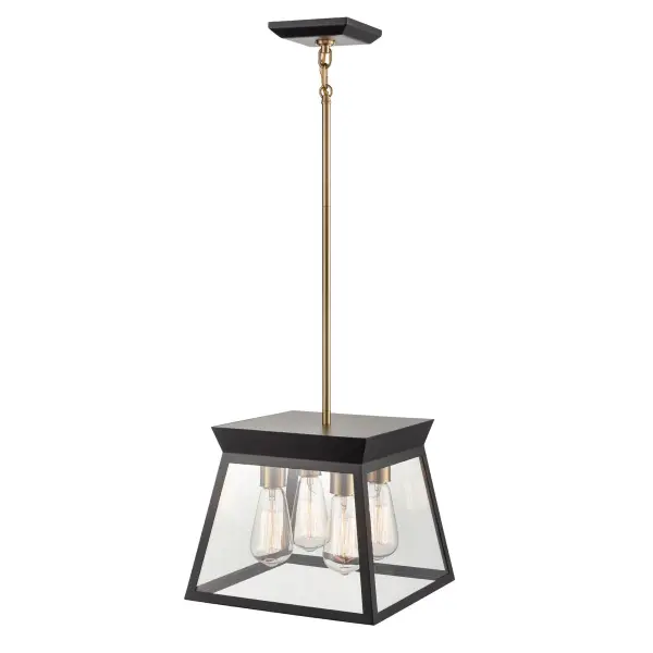 Lucian Four Light Chandelier in Black and Brushed Brass - Image 3