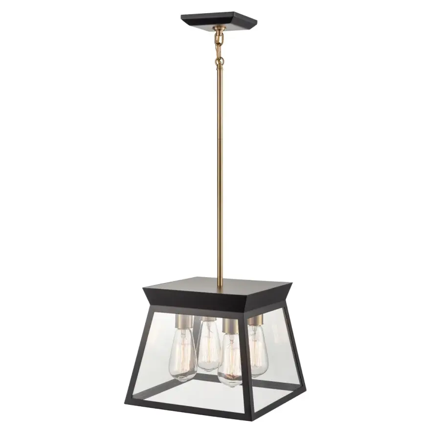 Lucian Four Light Chandelier in Black and Brushed Brass - Image 3
