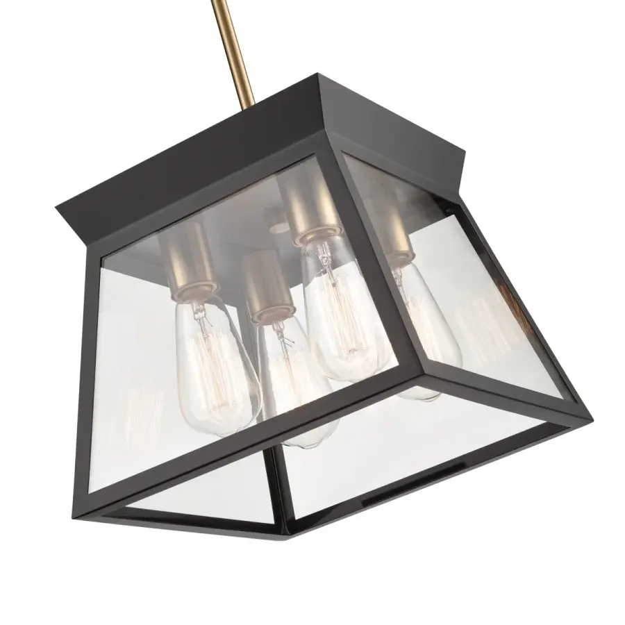 Lucian Four Light Chandelier in Black and Brushed Brass - Image 4