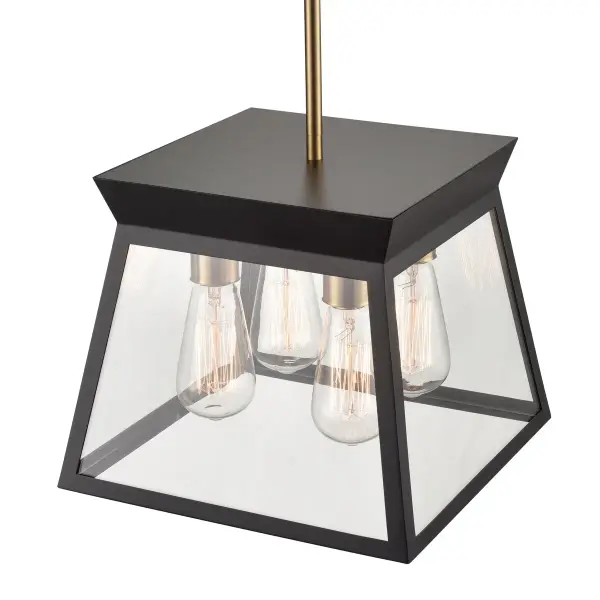 Lucian Four Light Chandelier in Black and Brushed Brass - Image 5