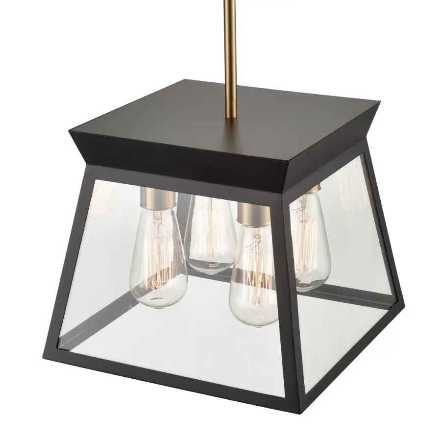 Lucian Four Light Chandelier in Black and Brushed Brass - Image 5