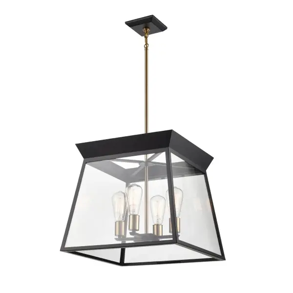 Lucian Four Light Chandelier in Black and Brushed Brass - Image 2