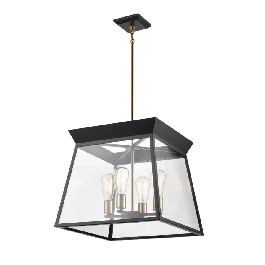 Lucian Four Light Chandelier in Black and Brushed Brass - Image 2