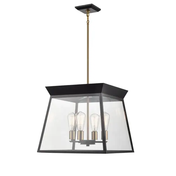 Lucian Four Light Chandelier in Black and Brushed Brass - Image 4