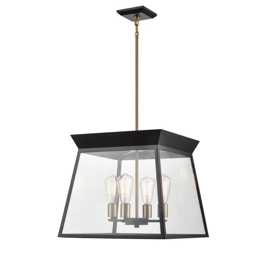 Lucian Four Light Chandelier in Black and Brushed Brass - Image 4