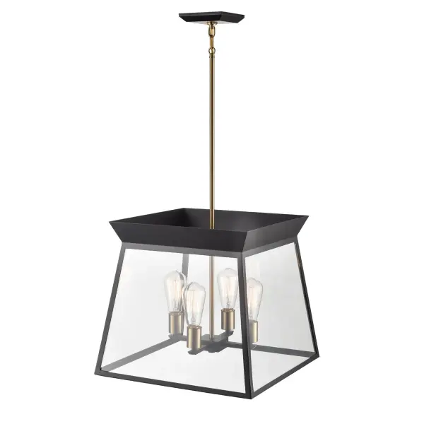 Lucian Four Light Chandelier in Black and Brushed Brass - Image 5