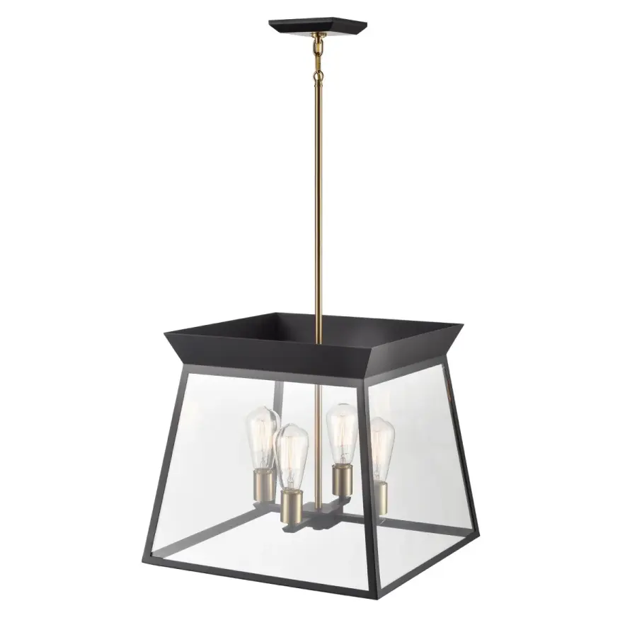 Lucian Four Light Chandelier in Black and Brushed Brass - Image 5