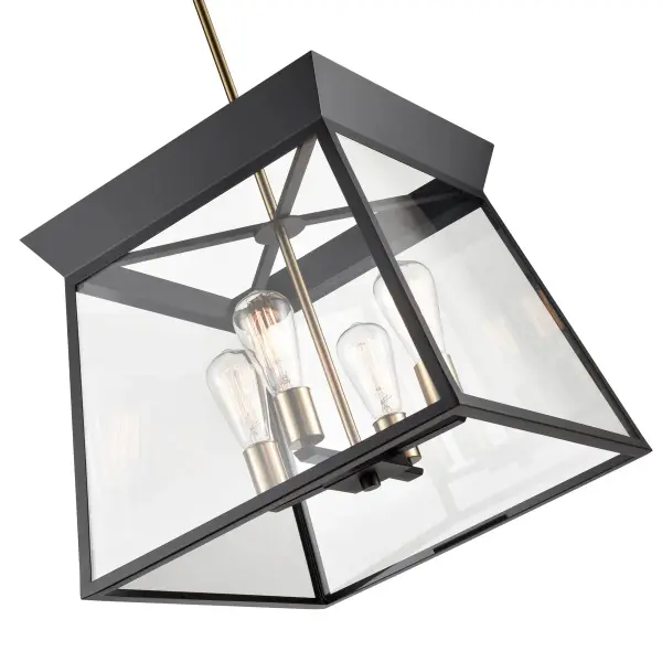 Lucian Four Light Chandelier in Black and Brushed Brass - Image 6