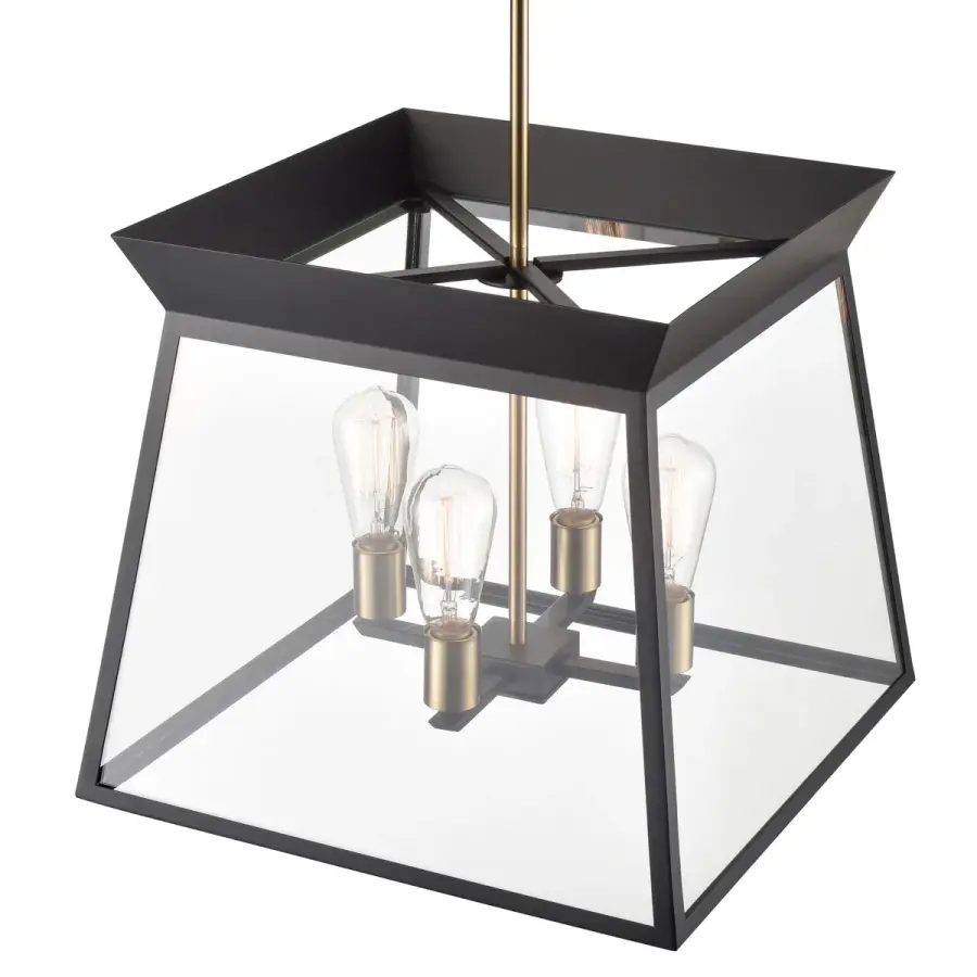 Lucian Four Light Chandelier in Black and Brushed Brass - Image 7