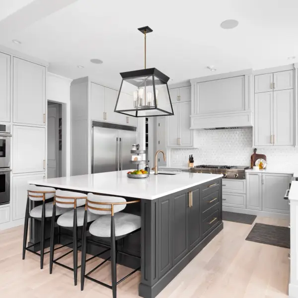 Lucian Four Light Chandelier in Black and Brushed Brass - Image 9