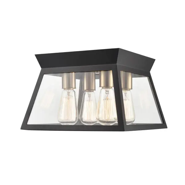 Lucian Four Light Flush Mount in Black and Brushed Brass - Image 2
