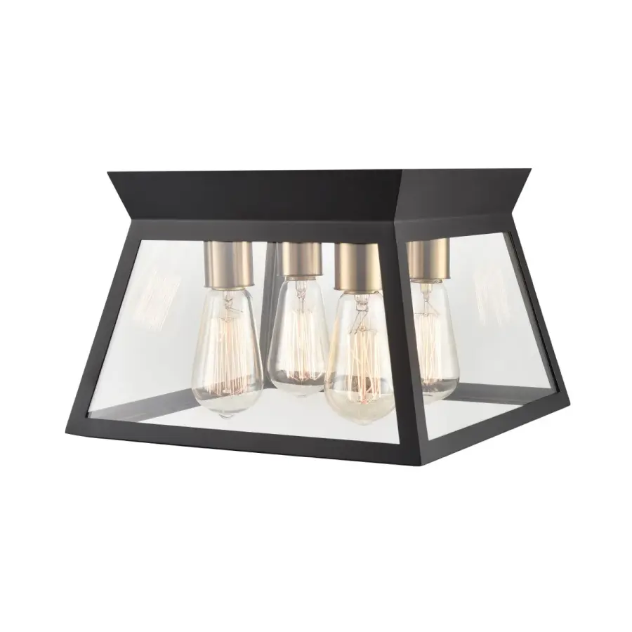 Lucian Four Light Flush Mount in Black and Brushed Brass - Image 3