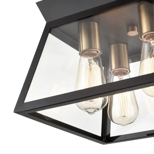 Lucian Four Light Flush Mount in Black and Brushed Brass - Image 4