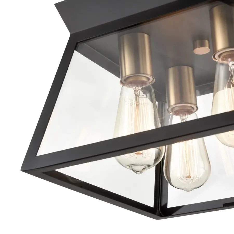 Lucian Four Light Flush Mount in Black and Brushed Brass - Image 4
