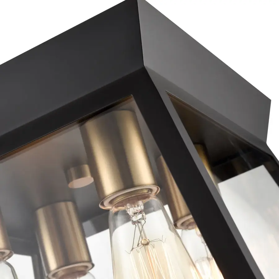 Lucian Four Light Flush Mount in Black and Brushed Brass - Image 5